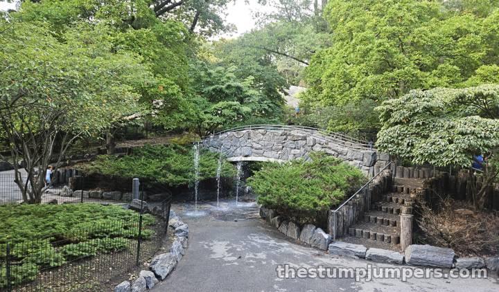 The little stone bridge, with the sneaky water jets underneath.