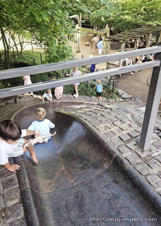 The granite slide, set into the rocks.