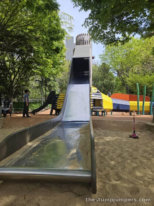 The tall, fast, steel slide.