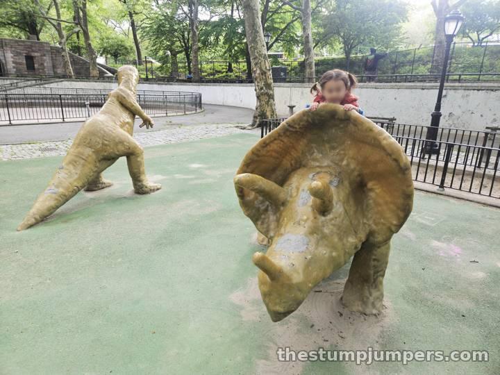 The triceratops and hadrosaur, in need of patching.