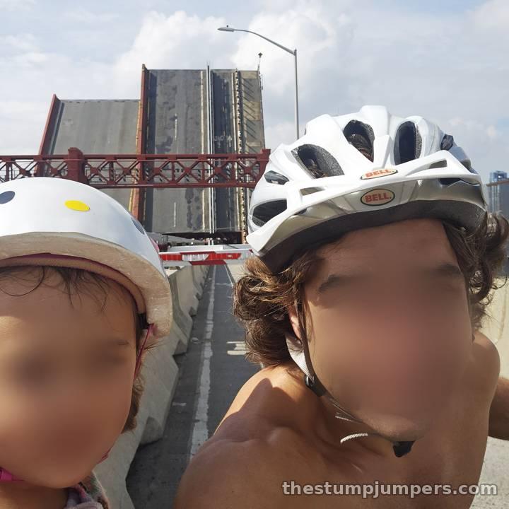The bike ride over - drawbridge in action!