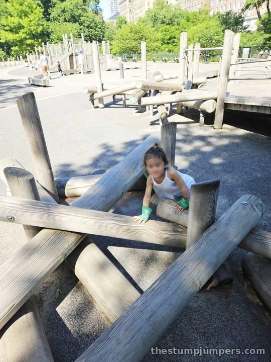 Picking a path through the log obstacles.