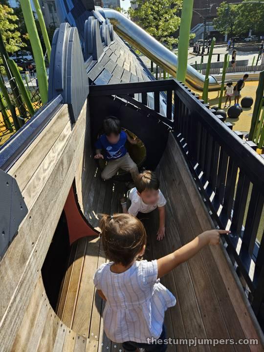 Sliding down through the sturgeon.