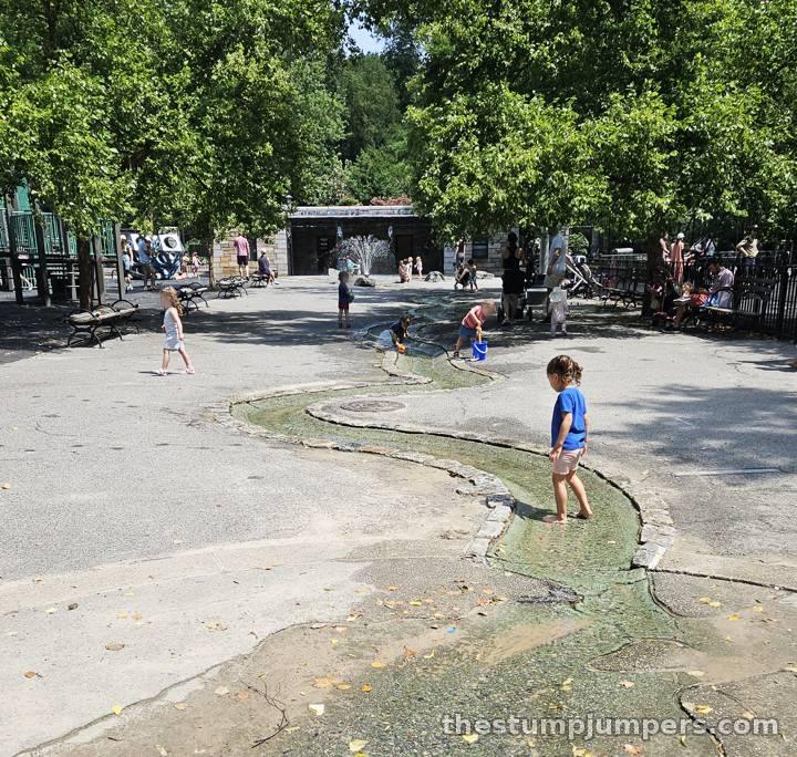 The "Hudson River," winding through the playground.