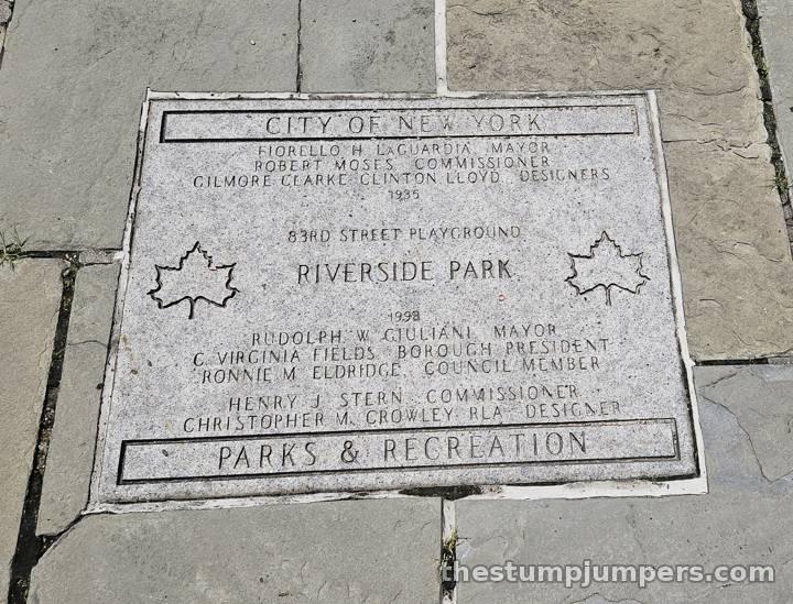 The playground's dedication plaque.