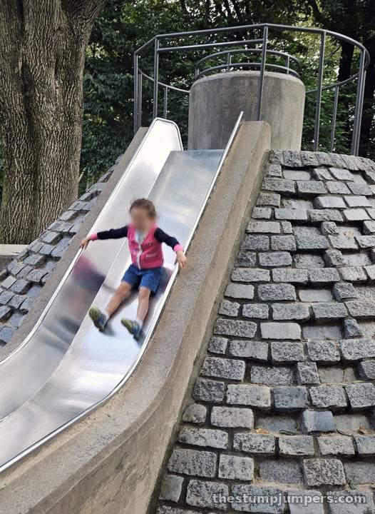 The steep, short, wide slide. Don't underestimate it.