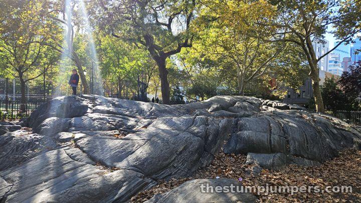 The sus rock: real rock, skim-coated in concrete, with a little heavenly light shining down.
