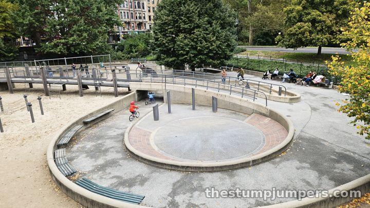 The racetrack: down, around, and under the bridge.